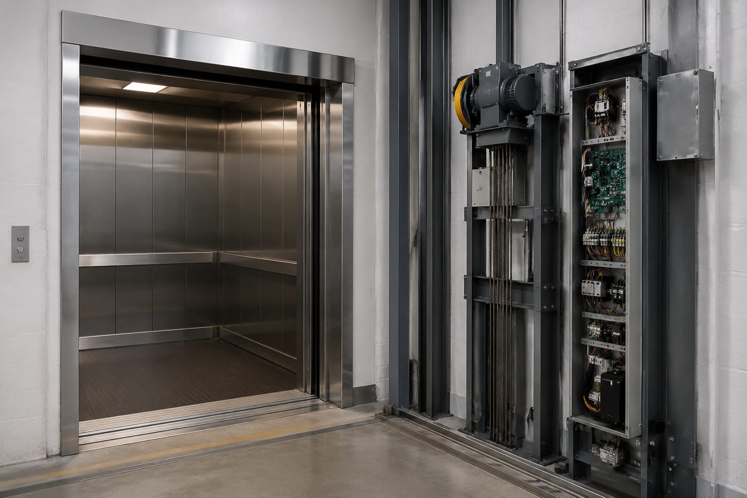 Pièces d’ascenseur de charge : portes, serrures et commandes